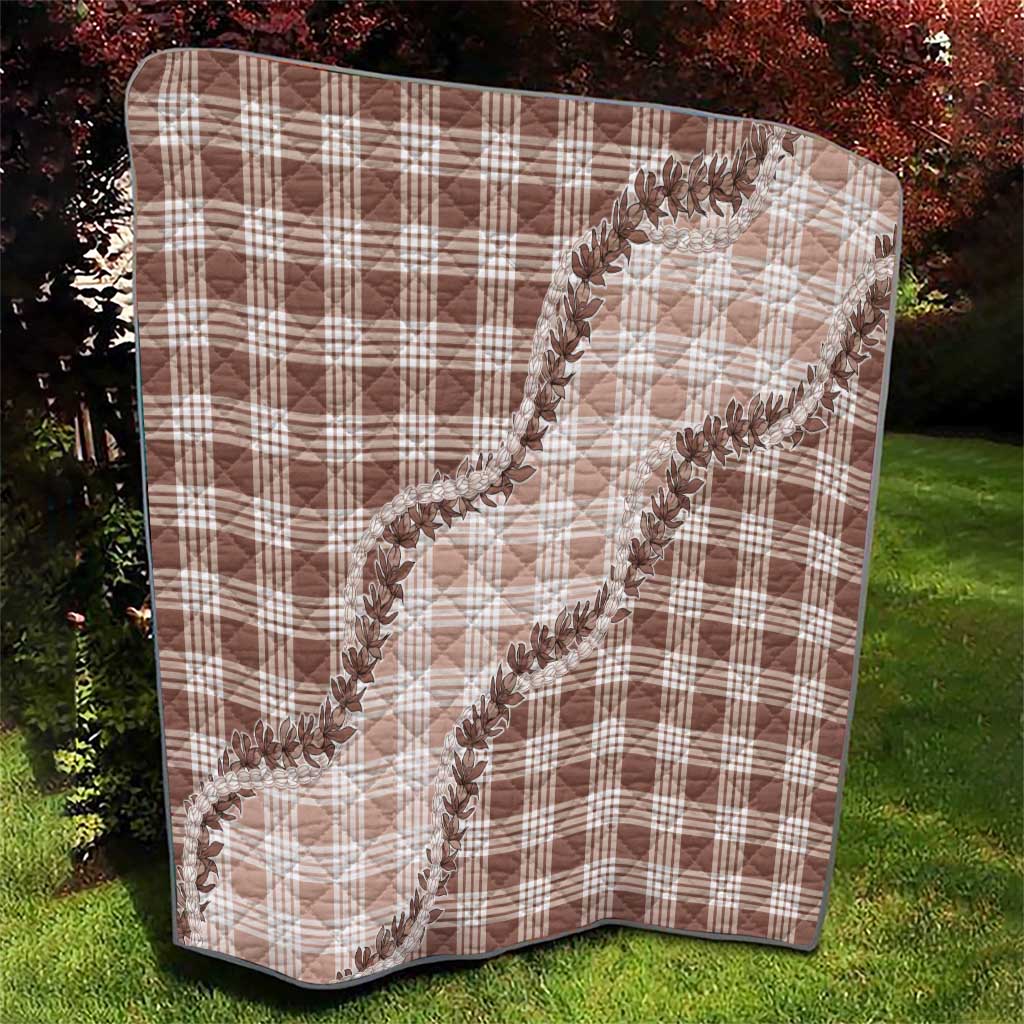Beige Hawaii Palaka Quilt Hawaiian Pikake Lei