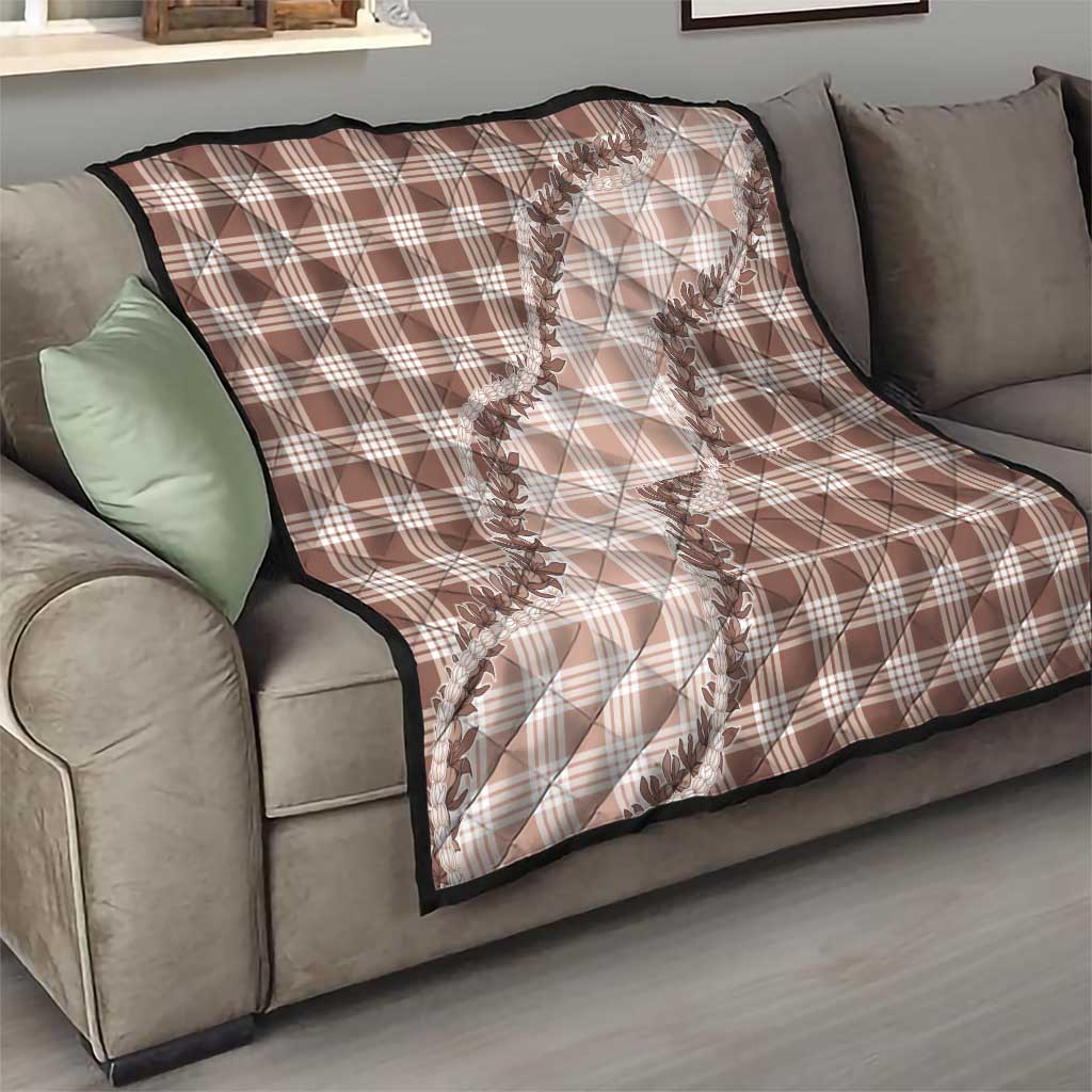 Beige Hawaii Palaka Quilt Hawaiian Pikake Lei