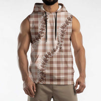 Beige Hawaii Palaka Sleeveless Hoodie Hawaiian Pikake Lei LT05 - Polynesian Pride