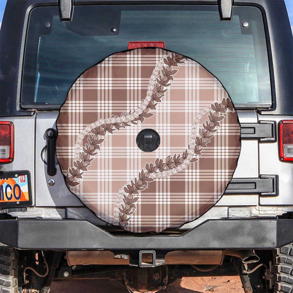 Beige Hawaii Palaka Spare Tire Cover Hawaiian Pikake Lei