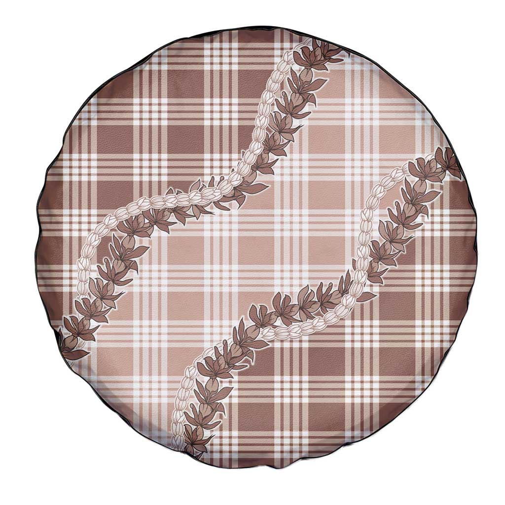 Beige Hawaii Palaka Spare Tire Cover Hawaiian Pikake Lei