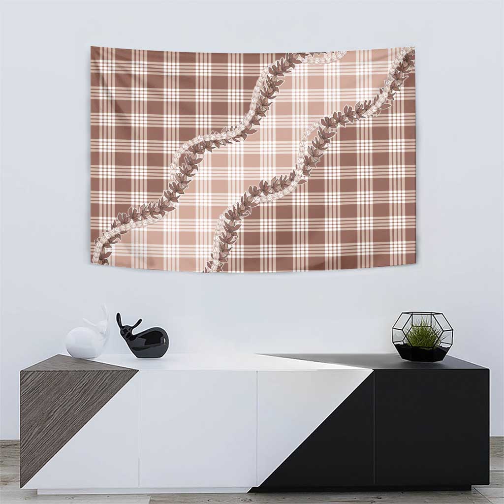 Beige Hawaii Palaka Tapestry Hawaiian Pikake Lei
