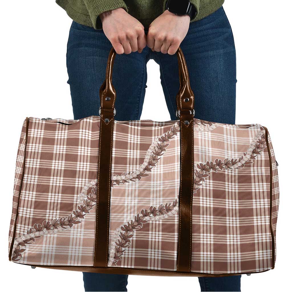 Beige Hawaii Palaka Travel Bag Hawaiian Pikake Lei LT05 Beige - Polynesian Pride