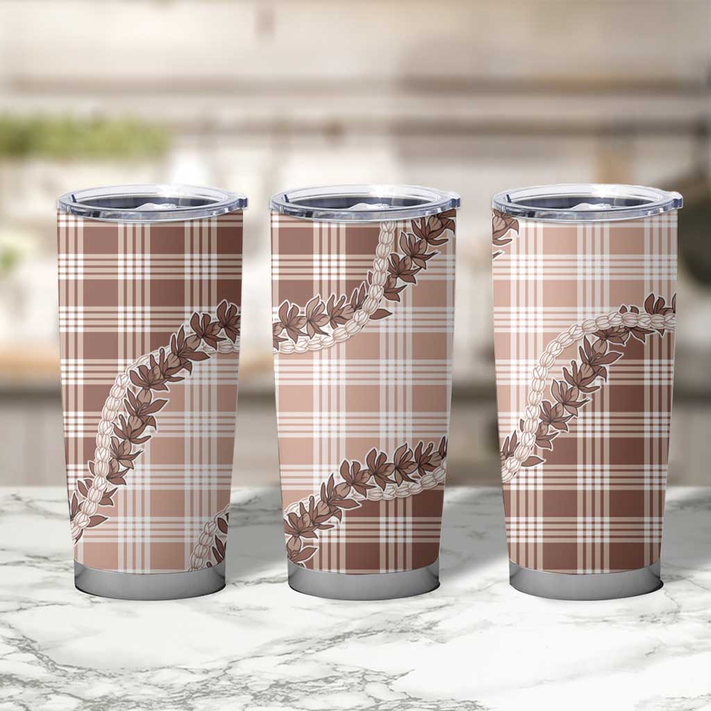 Beige Hawaii Palaka Tumbler Cup Hawaiian Pikake Lei