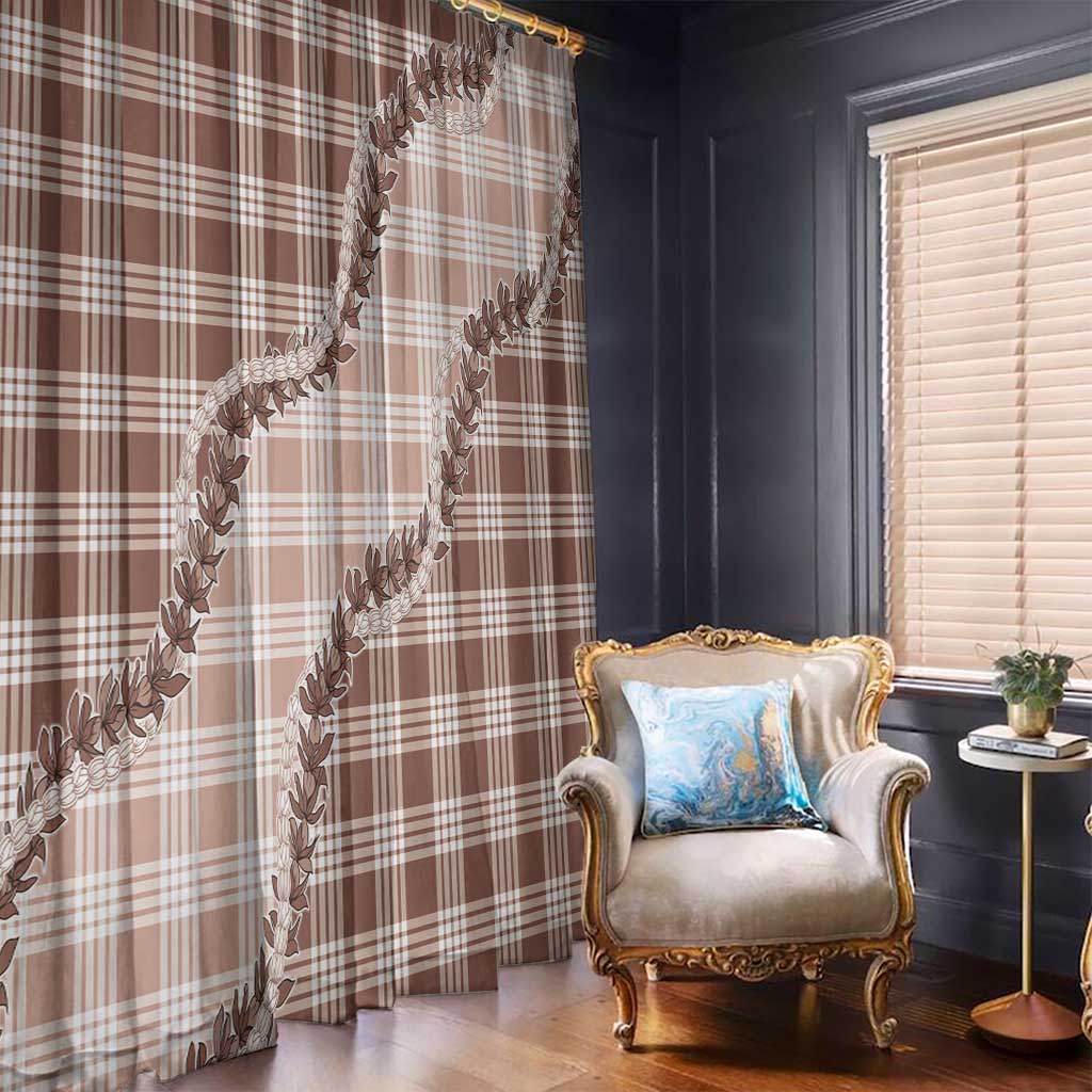 Beige Hawaii Palaka Window Curtain Hawaiian Pikake Lei