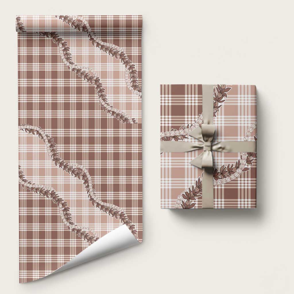 Beige Hawaii Palaka Wrapping Paper Hawaiian Pikake Lei