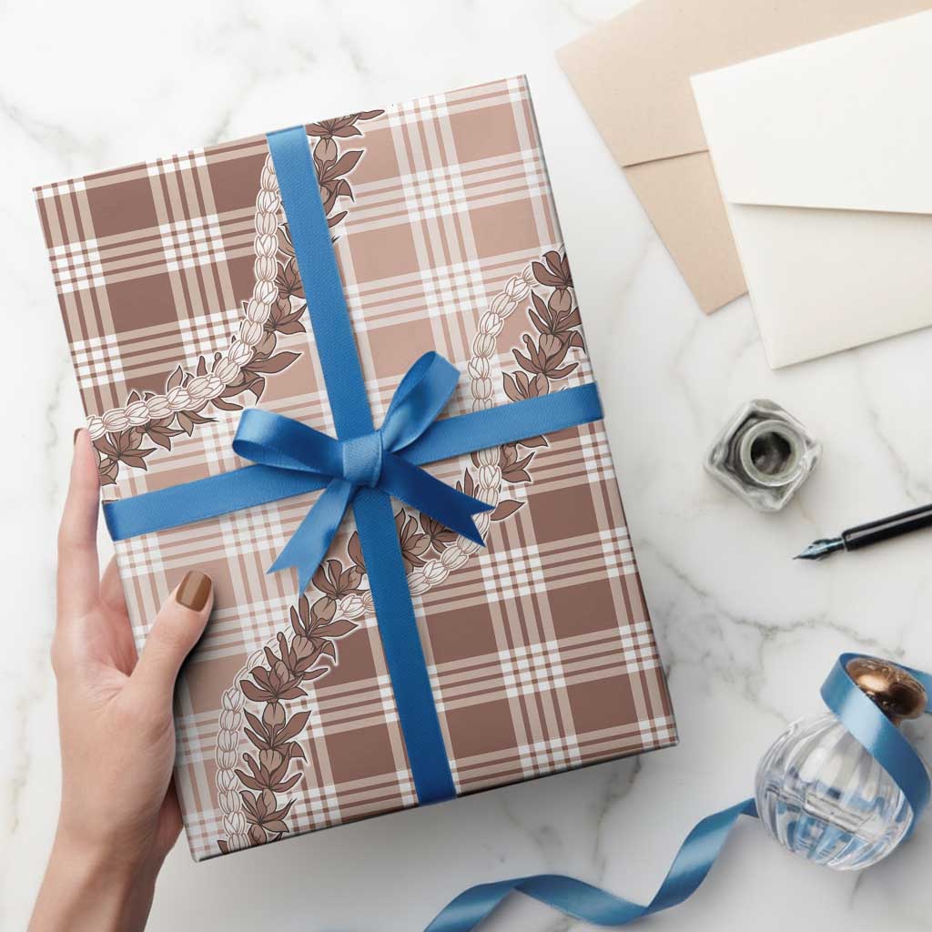 Beige Hawaii Palaka Wrapping Paper Hawaiian Pikake Lei
