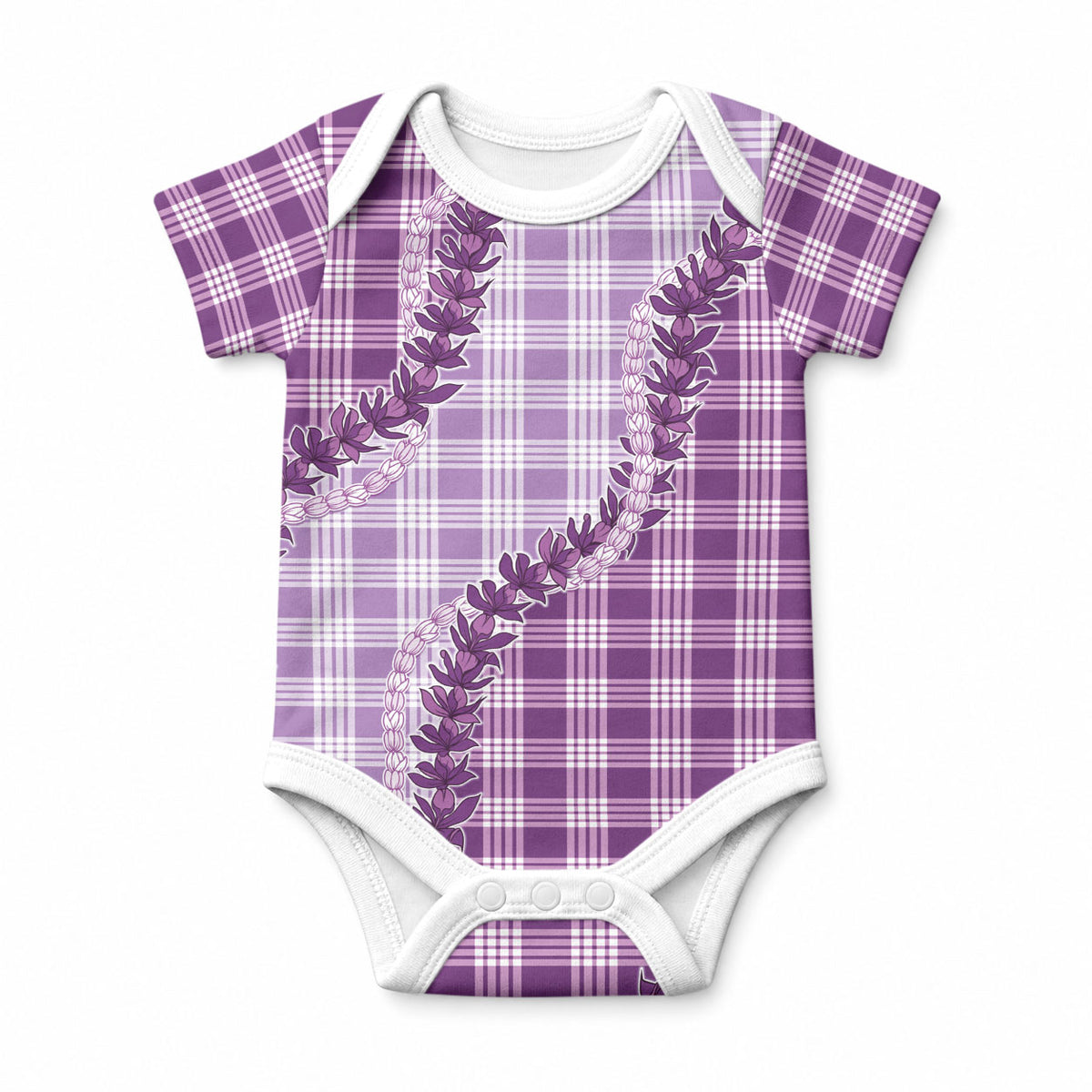Violet Hawaii Palaka Baby Onesie Hawaiian Pikake Lei