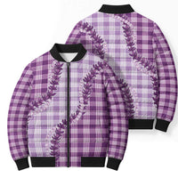 Violet Hawaii Palaka Bomber Puffer Jacket Hawaiian Pikake Lei