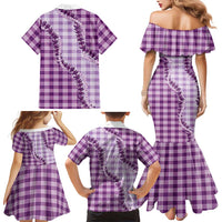 Violet Hawaii Palaka Family Matching Mermaid Dress and Hawaiian Shirt Hawaiian Pikake Lei LT05 - Polynesian Pride