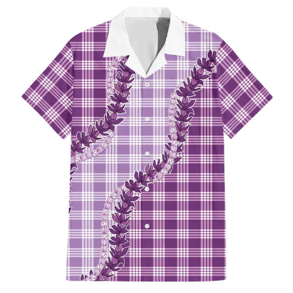 Violet Hawaii Palaka Family Matching Mermaid Dress and Hawaiian Shirt Hawaiian Pikake Lei LT05 Dad's Shirt - Short Sleeve Violet - Polynesian Pride