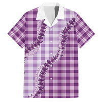 Violet Hawaii Palaka Family Matching Off Shoulder Maxi Dress and Hawaiian Shirt Hawaiian Pikake Lei LT05 Dad's Shirt - Short Sleeve Violet - Polynesian Pride