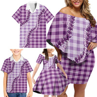 Violet Hawaii Palaka Family Matching Off Shoulder Short Dress and Hawaiian Shirt Hawaiian Pikake Lei LT05 - Polynesian Pride