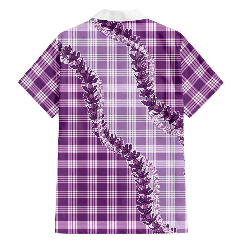 Violet Hawaii Palaka Family Matching Off Shoulder Short Dress and Hawaiian Shirt Hawaiian Pikake Lei LT05 - Polynesian Pride