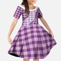 Violet Hawaii Palaka Family Matching Summer Maxi Dress and Hawaiian Shirt Hawaiian Pikake Lei LT05 Daughter's Dress Violet - Polynesian Pride