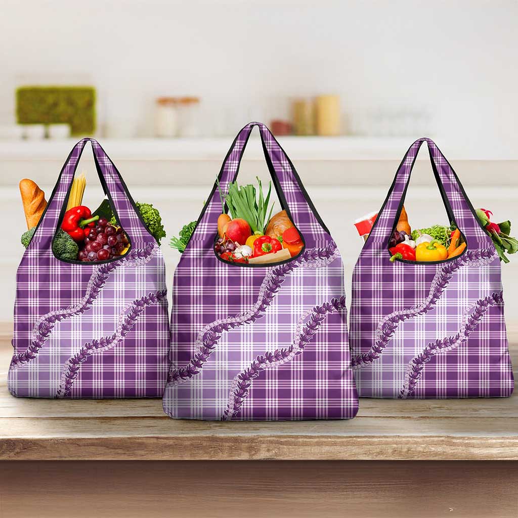 Violet Hawaii Palaka Grocery Bag Hawaiian Pikake Lei