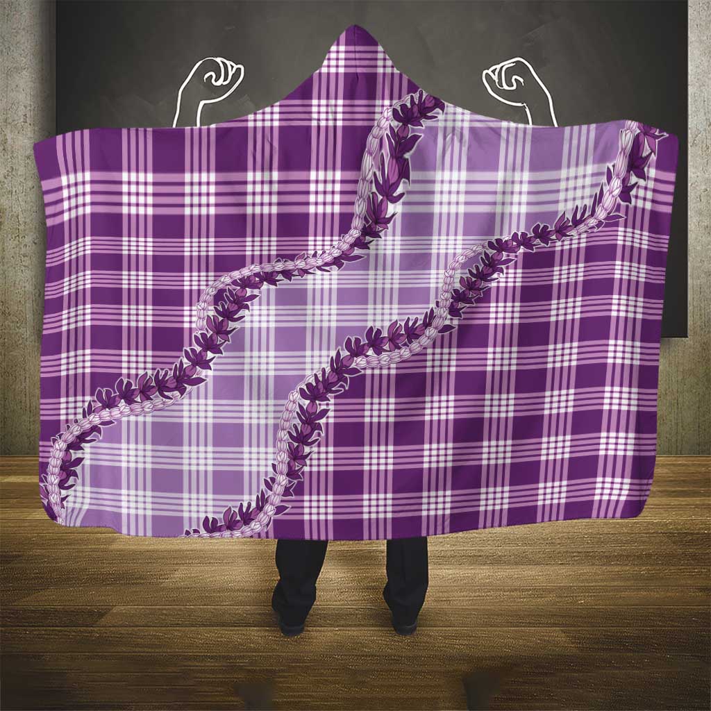 Violet Hawaii Palaka Hooded Blanket Hawaiian Pikake Lei
