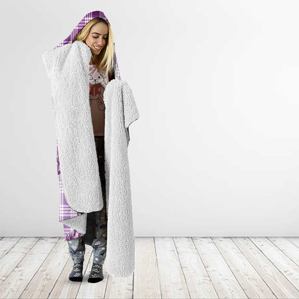 Violet Hawaii Palaka Hooded Blanket Hawaiian Pikake Lei
