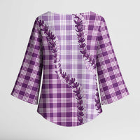 Violet Hawaii Palaka Kimono Sleeve Blouse Hawaiian Pikake Lei LT05 - Polynesian Pride