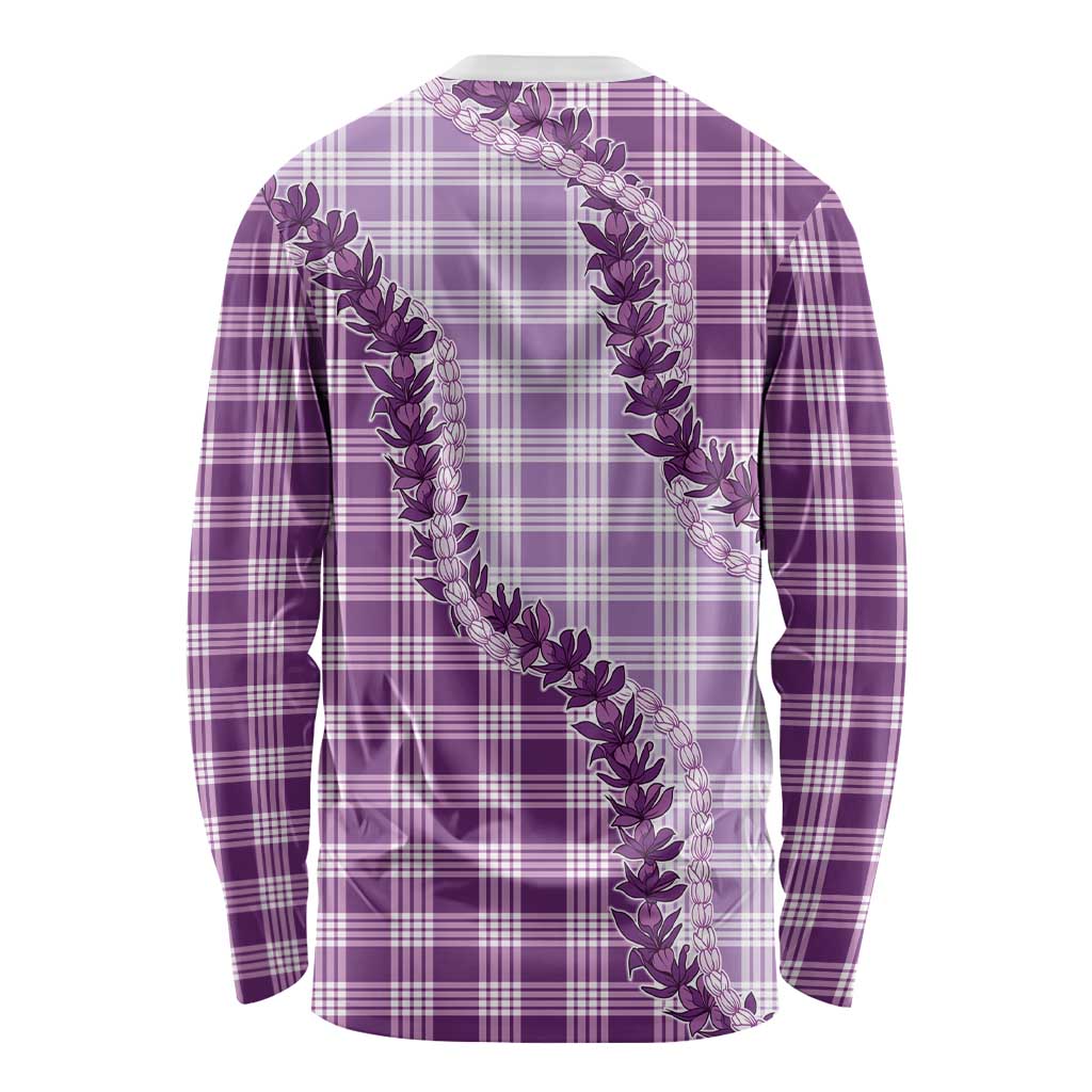 Violet Hawaii Palaka Long Sleeve Shirt Hawaiian Pikake Lei