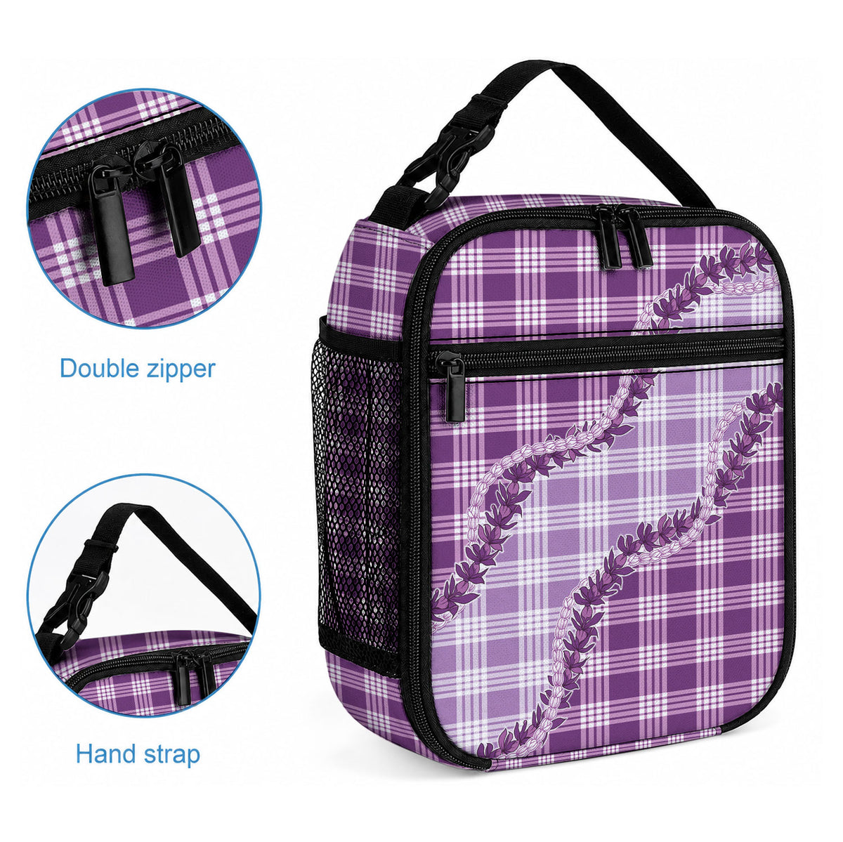 Violet Hawaii Palaka Lunch Bag Hawaiian Pikake Lei