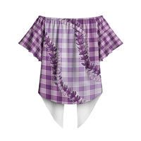 Violet Hawaii Palaka Off Shoulder Wrap Waist Top Hawaiian Pikake Lei LT05 - Polynesian Pride