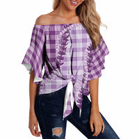 Violet Hawaii Palaka Off Shoulder Wrap Waist Top Hawaiian Pikake Lei LT05 - Polynesian Pride