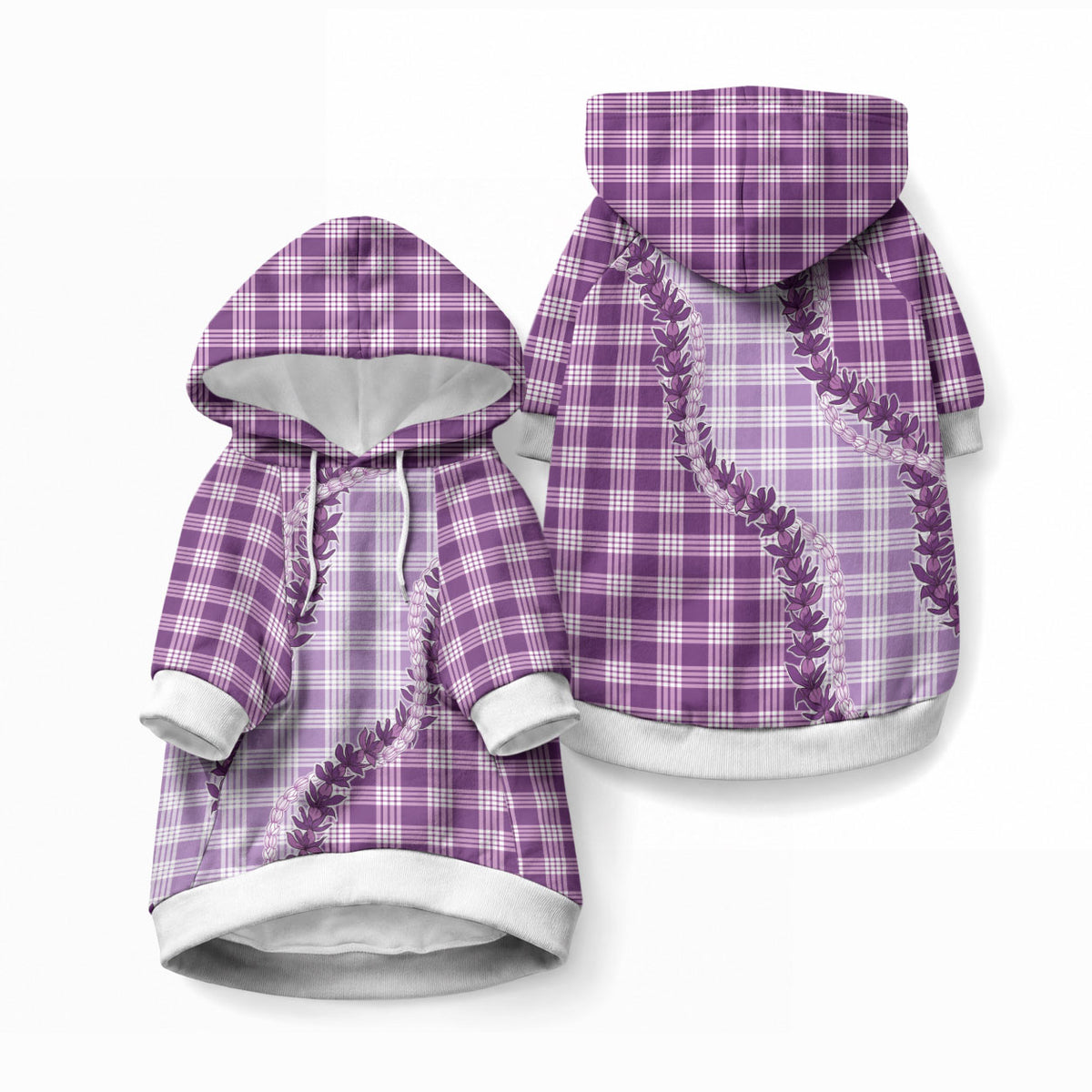 Violet Hawaii Palaka Pet Hoodie Hawaiian Pikake Lei