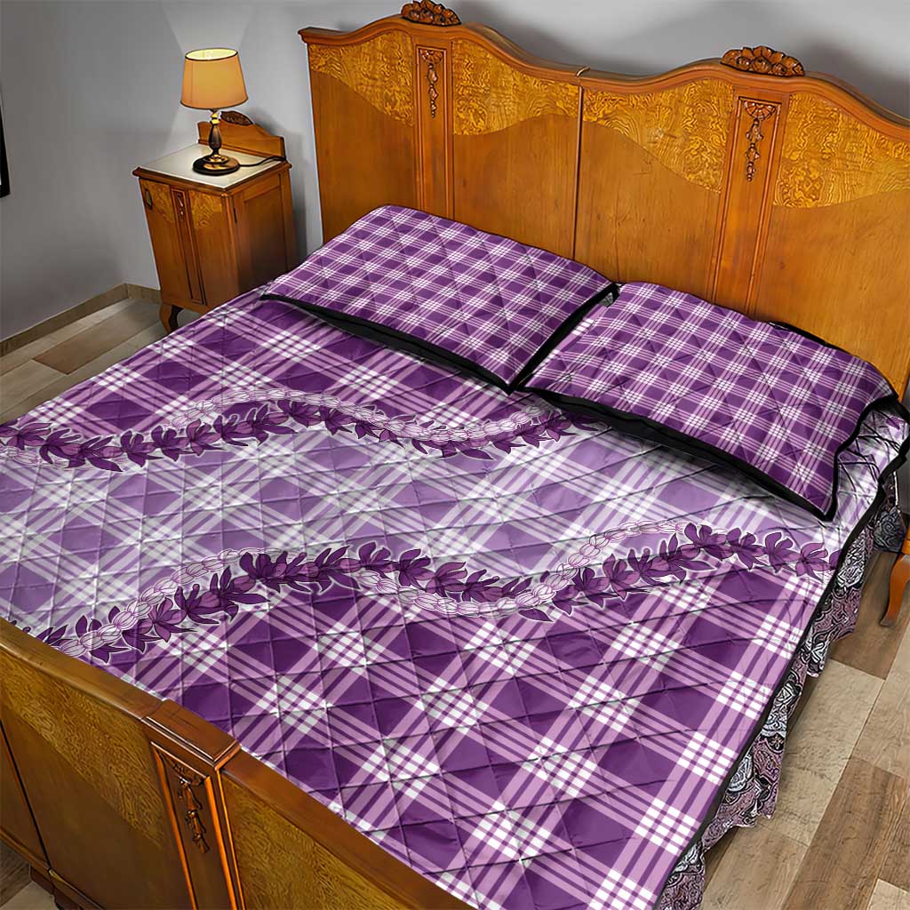 Violet Hawaii Palaka Quilt Bed Set Hawaiian Pikake Lei