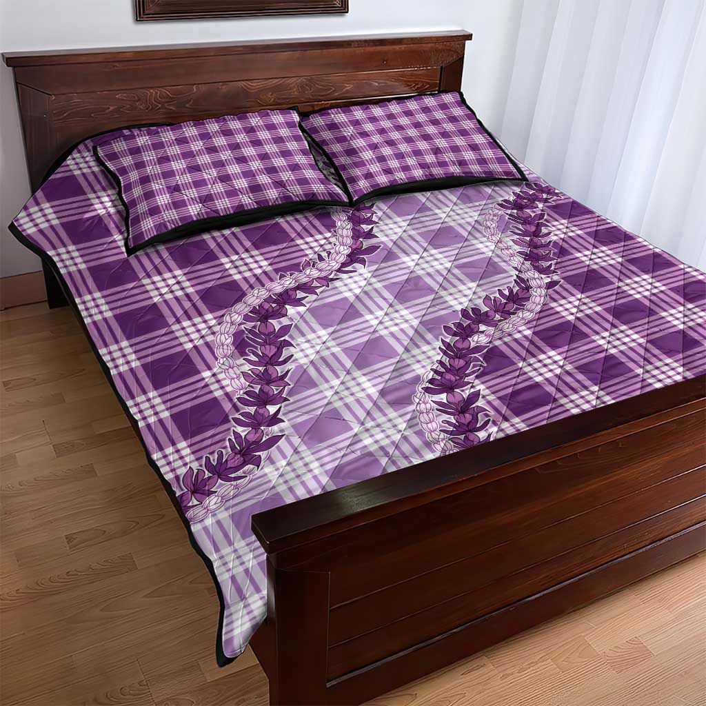 Violet Hawaii Palaka Quilt Bed Set Hawaiian Pikake Lei
