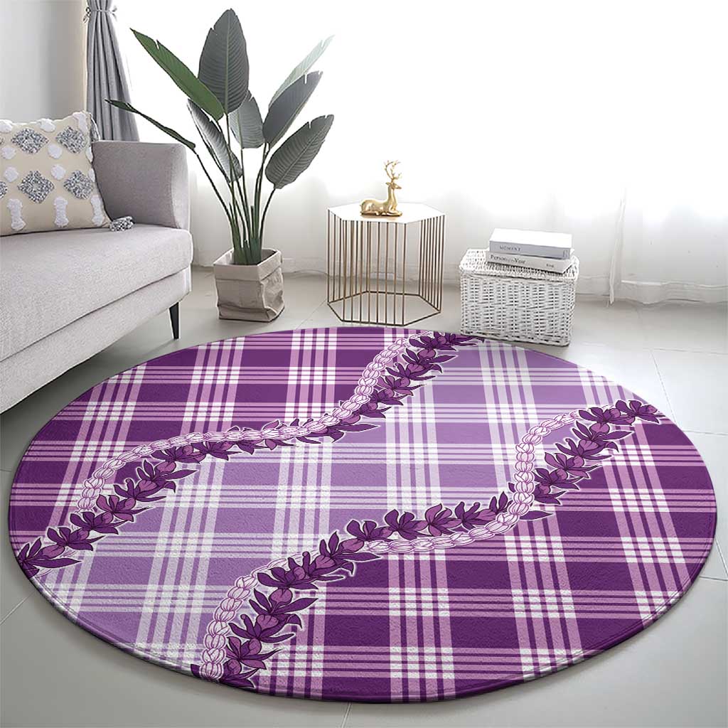 Violet Hawaii Palaka Round Carpet Hawaiian Pikake Lei