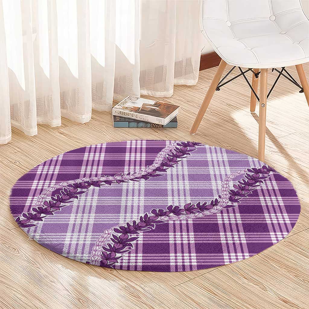 Violet Hawaii Palaka Round Carpet Hawaiian Pikake Lei
