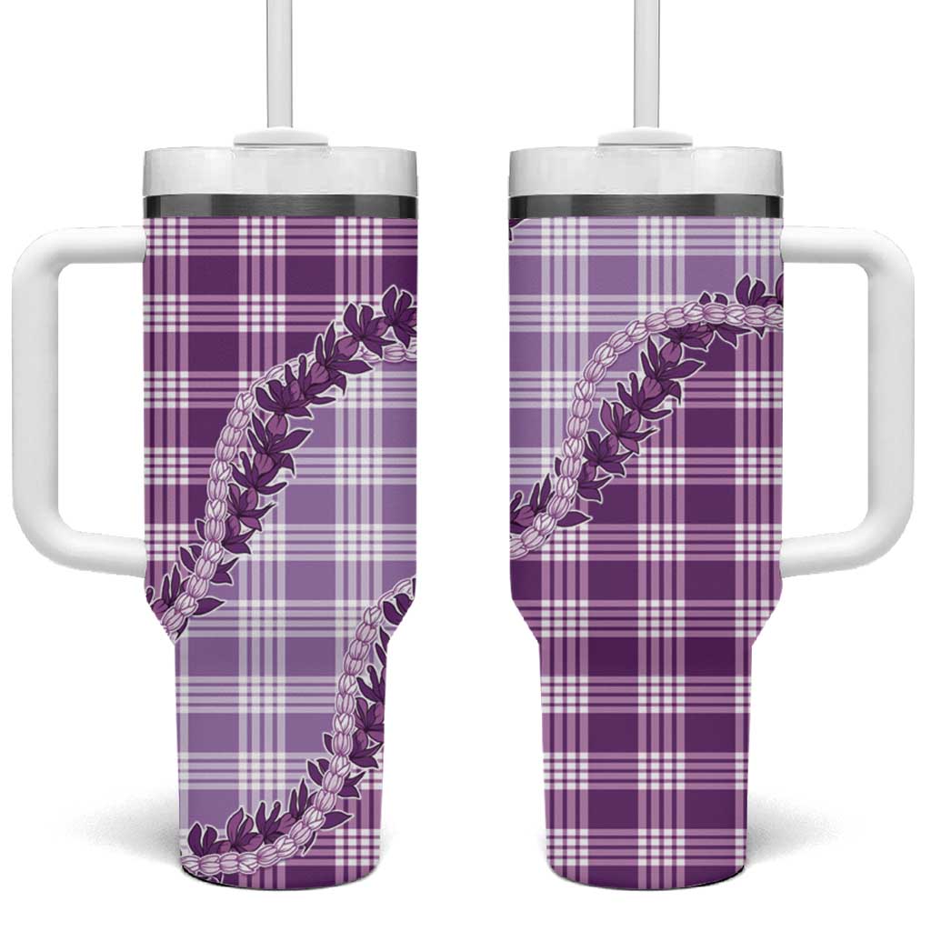 Violet Hawaii Palaka Tumbler With Handle Hawaiian Pikake Lei