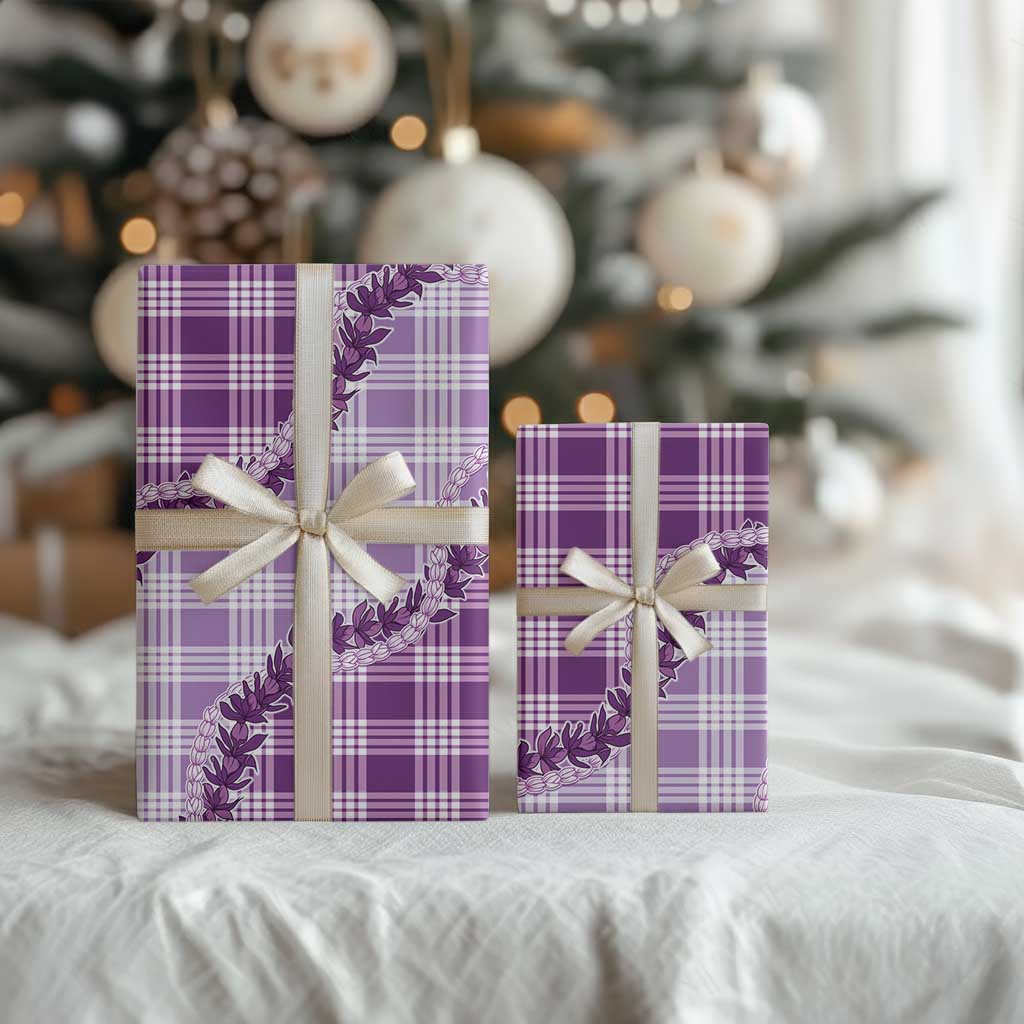 Violet Hawaii Palaka Wrapping Paper Hawaiian Pikake Lei