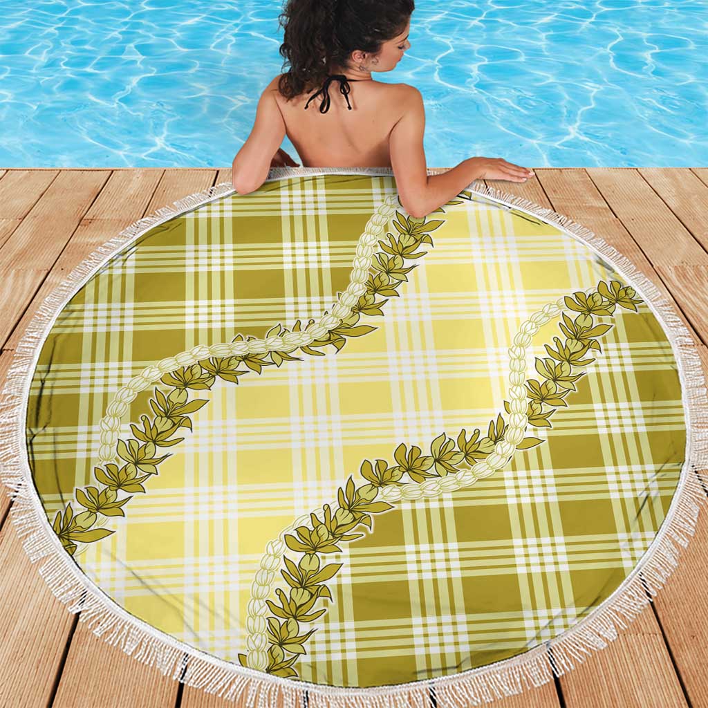 Yellow Hawaii Palaka Beach Blanket Hawaiian Pikake Lei