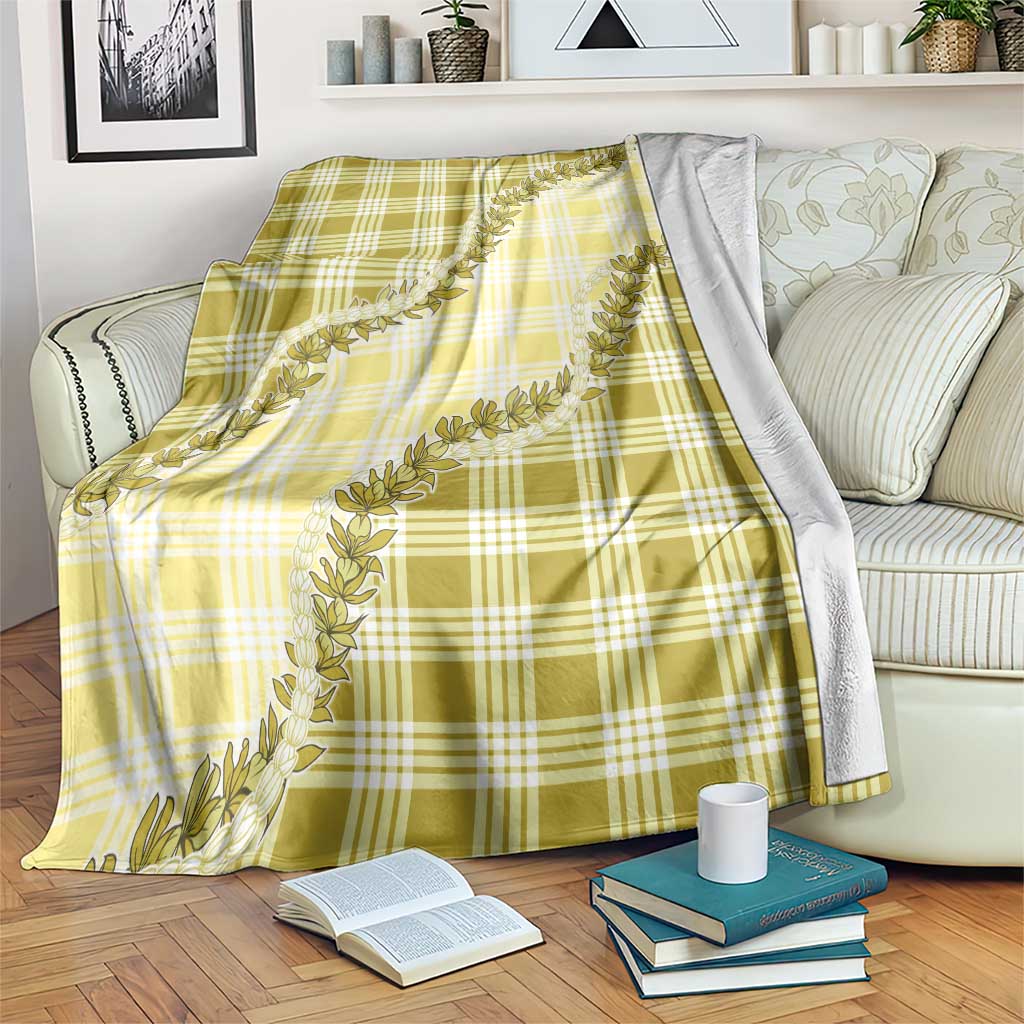 Yellow Hawaii Palaka Blanket Hawaiian Pikake Lei