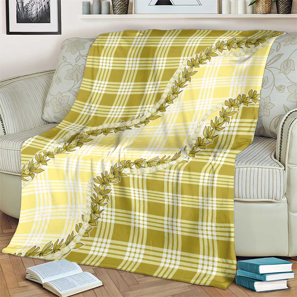Yellow Hawaii Palaka Blanket Hawaiian Pikake Lei