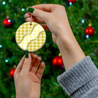 Yellow Hawaii Palaka Ceramic Ornament Hawaiian Pikake Lei