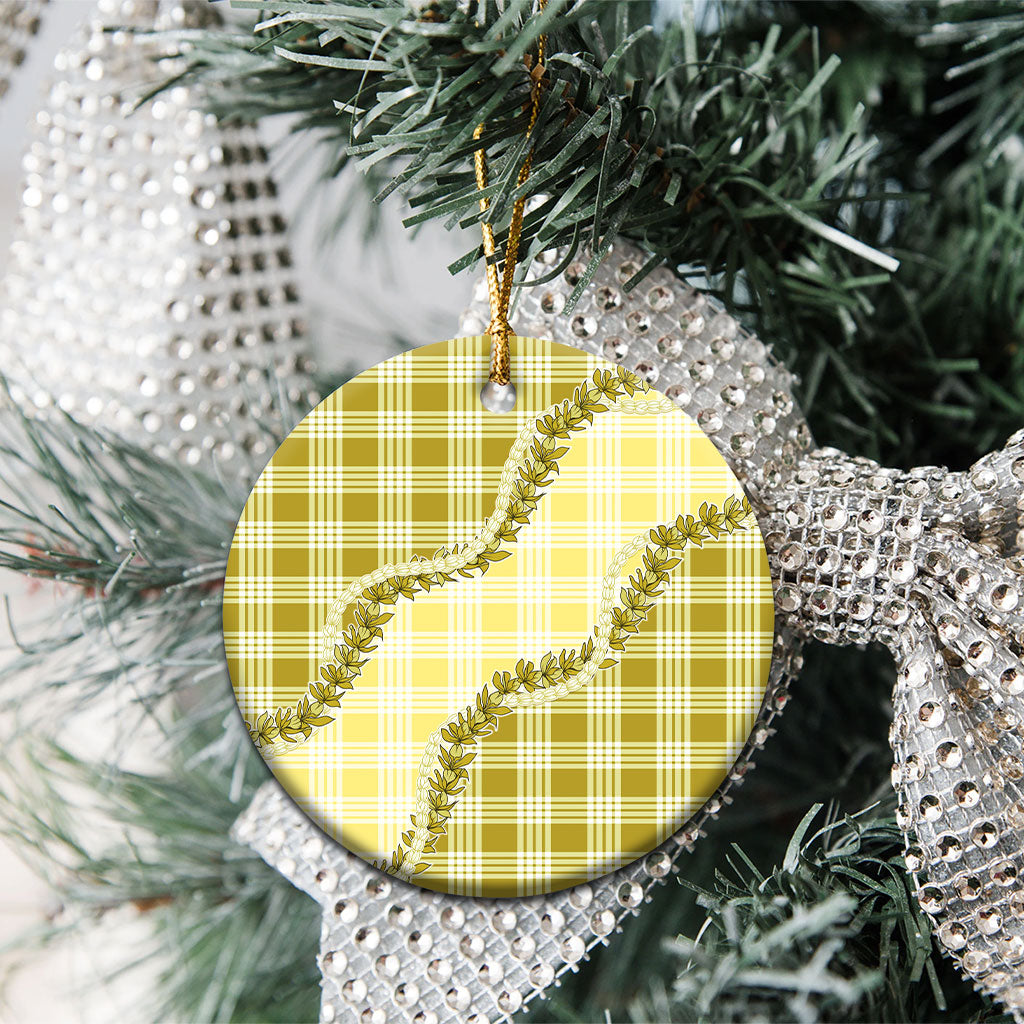 Yellow Hawaii Palaka Ceramic Ornament Hawaiian Pikake Lei