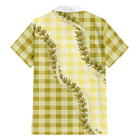 Yellow Hawaii Palaka Family Matching Mermaid Dress and Hawaiian Shirt Hawaiian Pikake Lei LT05 - Polynesian Pride