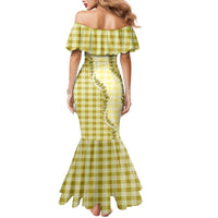 Yellow Hawaii Palaka Family Matching Mermaid Dress and Hawaiian Shirt Hawaiian Pikake Lei LT05 - Polynesian Pride