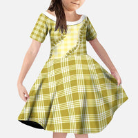 Yellow Hawaii Palaka Family Matching Off Shoulder Maxi Dress and Hawaiian Shirt Hawaiian Pikake Lei LT05 Daughter's Dress Yellow - Polynesian Pride