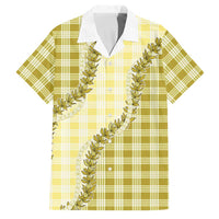 Yellow Hawaii Palaka Family Matching Puletasi and Hawaiian Shirt Hawaiian Pikake Lei LT05 Dad's Shirt - Short Sleeve Yellow - Polynesian Pride