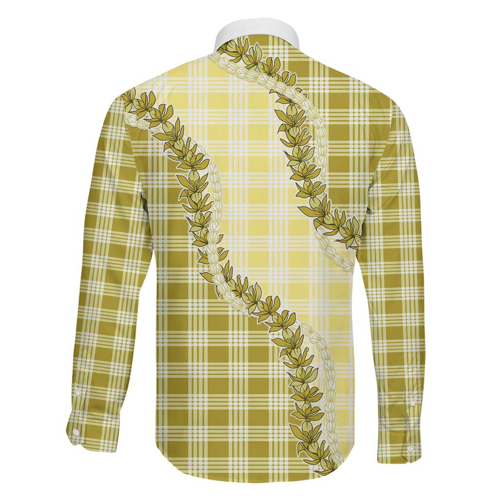 Yellow Hawaii Palaka Family Matching Puletasi and Hawaiian Shirt Hawaiian Pikake Lei LT05 - Polynesian Pride