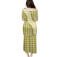 Yellow Hawaii Palaka Family Matching Puletasi and Hawaiian Shirt Hawaiian Pikake Lei LT05 - Polynesian Pride