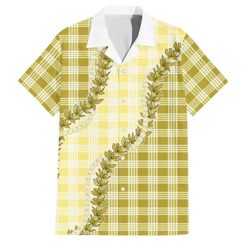 Yellow Hawaii Palaka Family Matching Short Sleeve Bodycon Dress and Hawaiian Shirt Hawaiian Pikake Lei LT05 Dad's Shirt - Short Sleeve Yellow - Polynesian Pride