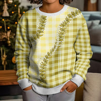 Yellow Hawaii Palaka Kid Ugly Christmas Sweater Hawaiian Pikake Lei LT05 - Polynesian Pride