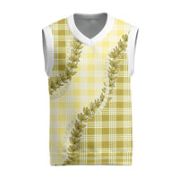 Yellow Hawaii Palaka Christmas Knitted V-Neck Vest Hawaiian Pikake Lei LT05 Yellow - Polynesian Pride