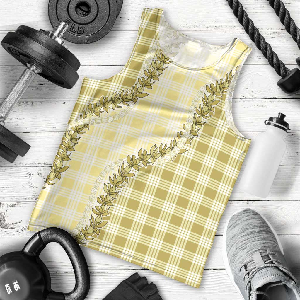 Yellow Hawaii Palaka Men Tank Top Hawaiian Pikake Lei