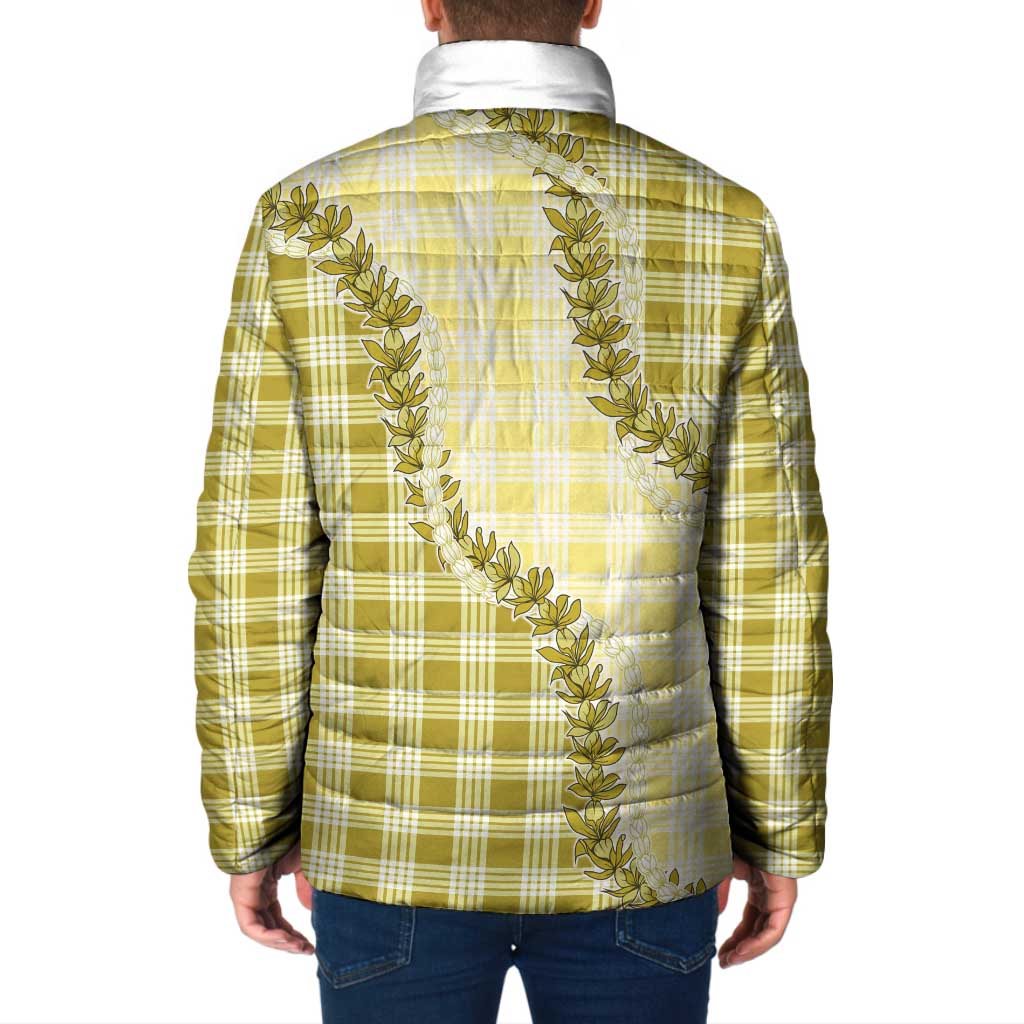 Yellow Hawaii Palaka Padded Jacket Hawaiian Pikake Lei